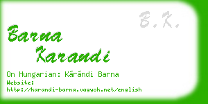 barna karandi business card